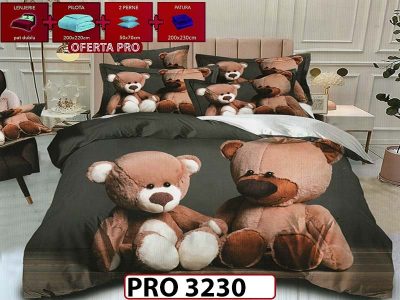 Lenjerie din finet 6 piese +pilota +2 perne + patura - PRO 3230