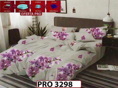 Lenjerie din finet 6 piese +pilota +2 perne + patura- PRO 3298