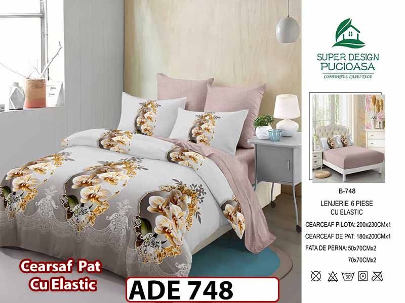 Lenjerie din finet  6 piese si cearceaf cu elastic - ADE 748