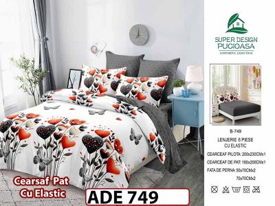 Lenjerie din finet  6 piese si cearceaf cu elastic - ADE 749