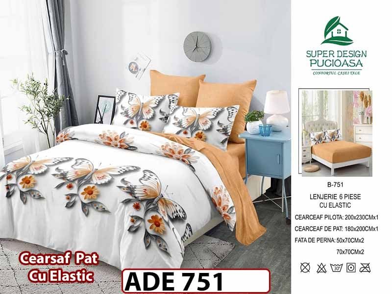 Lenjerie din finet  6 piese si cearceaf cu elastic - ADE 751