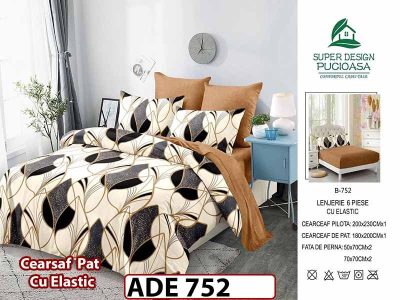 Lenjerie din finet  6 piese si cearceaf cu elastic - ADE 752