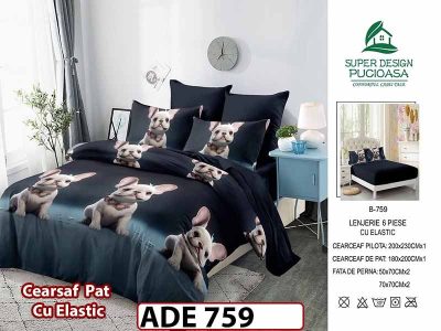 Lenjerie din finet  6 piese si cearceaf cu elastic - ADE 759