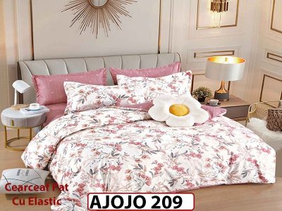 Lenjerie din finet 6 piese si cearceaf cu Elastic - AJOJO209
