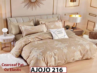 Lenjerie din finet 6 piese si cearceaf cu Elastic - AJOJO216