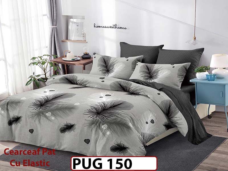 Lenjerie din finet  6 piese si cearceaf cu elastic - PUG 150