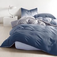 Lenjerie pat 1 PERSOANA, FINET, 4 piese, Albastru, degrade