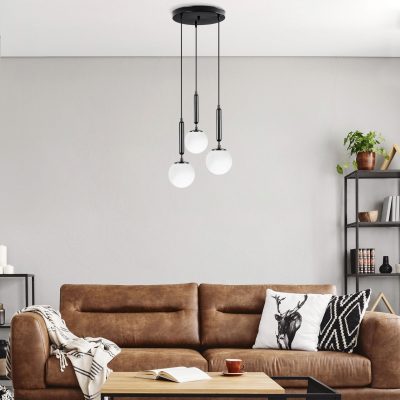 Lustra, Opviq, 942FLG1470, Alb/Negru