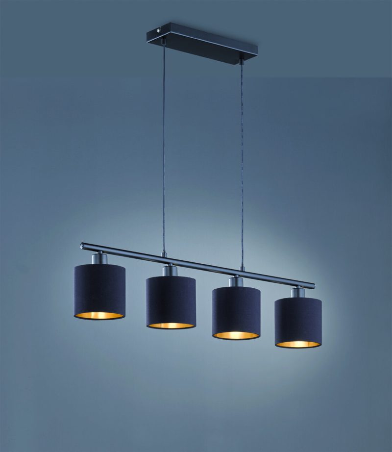 Lustra Tommy, RL, 75x12x150 cm, 28W, 4x E14, metal, negru mat