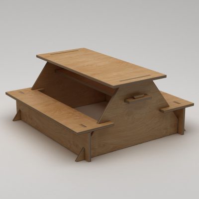 Masa de gradina, Hanah Home, Tela, 160x75x150 cm, Placaj, Lemn natural