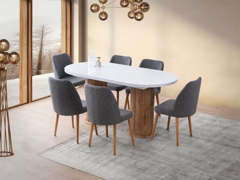Masa extensibila, Hanah Home, Gusto, 180x77x90 cm, Alb