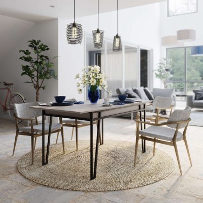 Masa extensibila, Hanah Home, Pal, 132x76x80 cm, Mocha