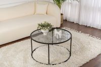 Masuta de cafea, Hanah Home, Black-Grey-80, 80x43x80 cm, Negru