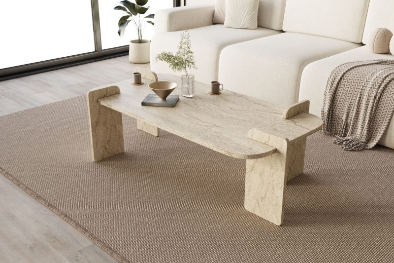 Masuta de cafea, Hanah Home, Lovge, 120x35x60 cm, Travertin