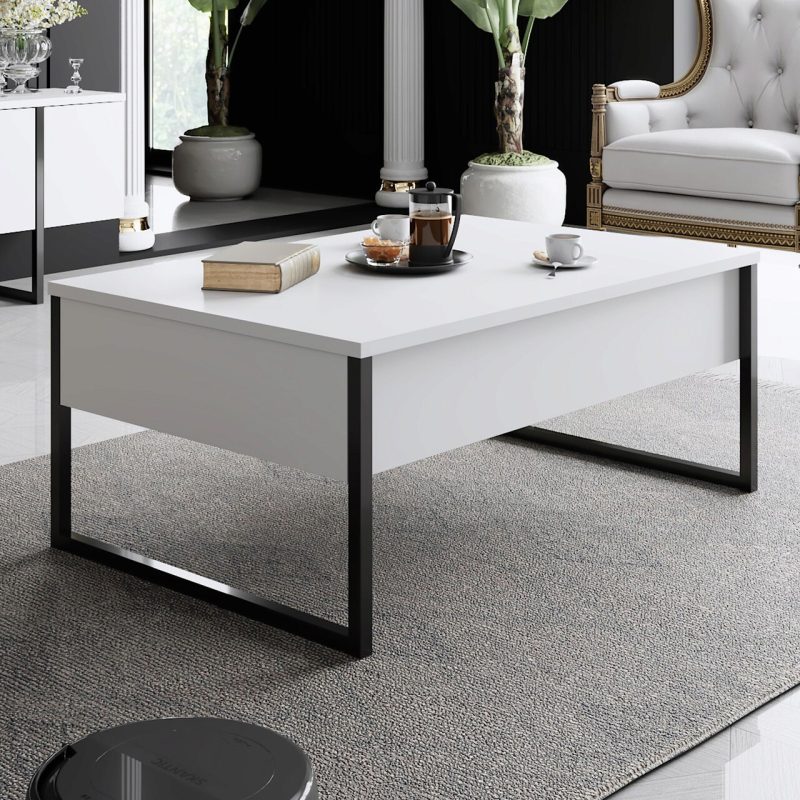 Masuta de cafea, Hanah Home, Luxe, 90x60x40 cm, Alb/Negru