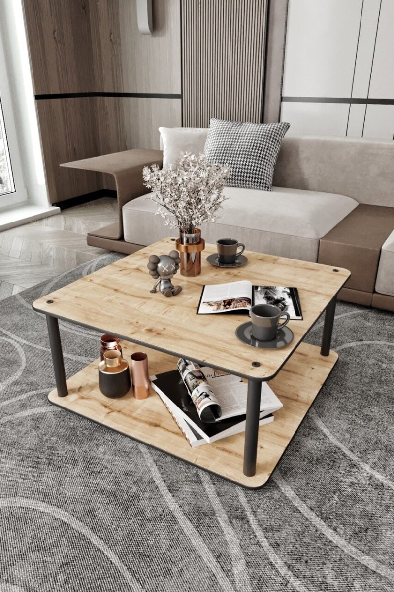 Masuta de cafea, Hanah Home, Masivo Square, 70x38x70 cm, MDF , Stejar