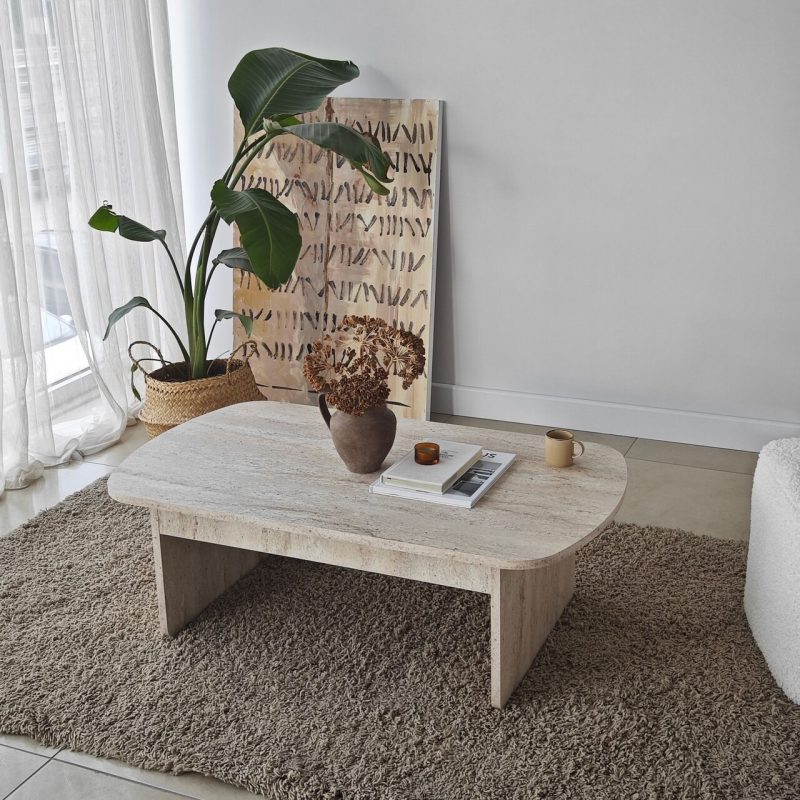 Masuta de cafea, Hanah Home, Theseus, 105x35x60 cm, Travertin