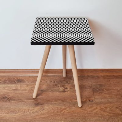 Masuta, Hanah Home, Shp8, 35x42x35 cm, Alb/Negru