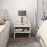 Noptiera, Hanah Home, Adin, 45x45x35 cm, Alb / Efes