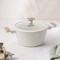 Oala cu capac Berlinger Haus, Sahara Nordic, 24 cm, 4.3 L, aluminiu forjat, crem mat/natur