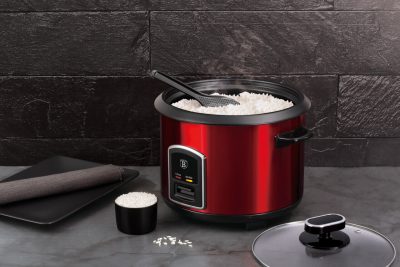 Oala electrica pentru orez Berlinger Haus, Burgundy, 700W, 1.8 L, inox/aluminiu, rosu