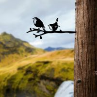 Obiect decorativ de grădină, Bird On The Branch 03, 55x22 cm, Negru