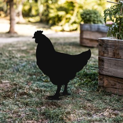Obiect decorativ de grădină, Chicken 01, 64x42 cm, Negru
