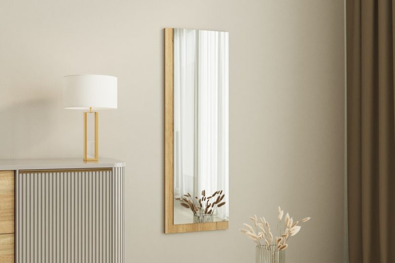 Oglinda decorativa, Hanah Home, Lariya, 40x120x2.2 cm, Alb / Natural