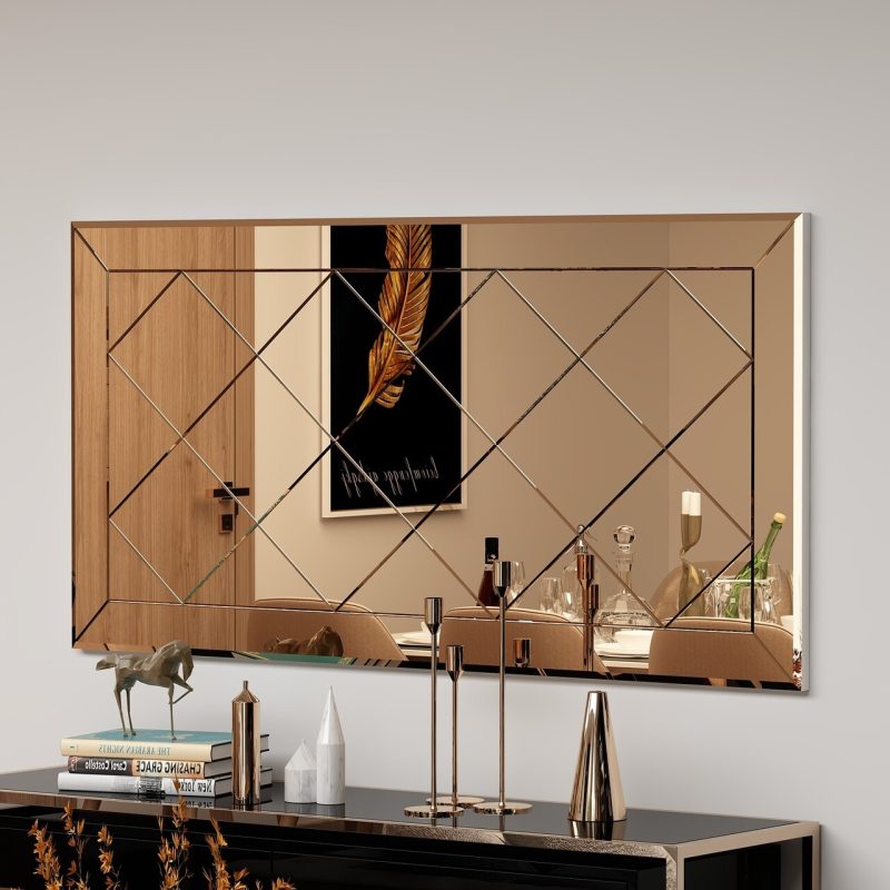 Oglinda decorativa, Hanah Home, Zeora, 60x120x2.2 cm, Bronz