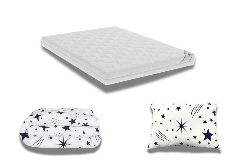 Pachet Promo: Saltea HypoallergenicMed PolyCotton 90x200x16 + Pilota bumbac Stelute 150x200 + 1 Perna bumbac Stelute 50x70