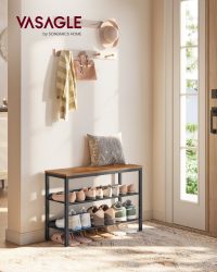 Pantofar cu 3 rafturi Industrial, 75x28x53 cm, PAL/otel, maro rustic