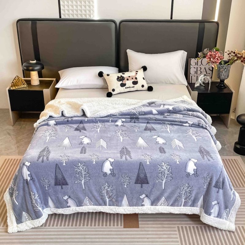 Patura CoCoLiNo cu blanita, 200x230cm, Jojo Home, Bleu, brazi