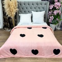 Patura Super Soft Cocolino, 200x230 cm – Rasfat absolut in zilele reci, Roz prafuit, inimioare