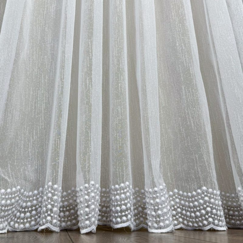 Perdea Ariel tip IN Brodat, Alb, 100cm latime x 260cm inaltime, cu rejansa pt bara