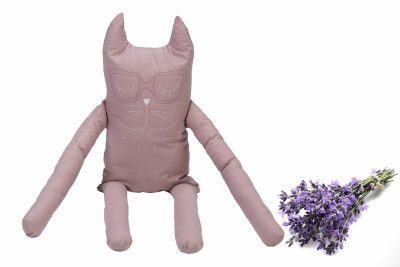 Perna in forma de pisica SomnArt, bumbac, umplutura lavanda, Roz