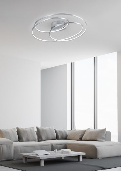 Plafoniera Gale, TRIO, 60x43x13.5 cm, 38.5W, 1x SMD, metal, argintiu