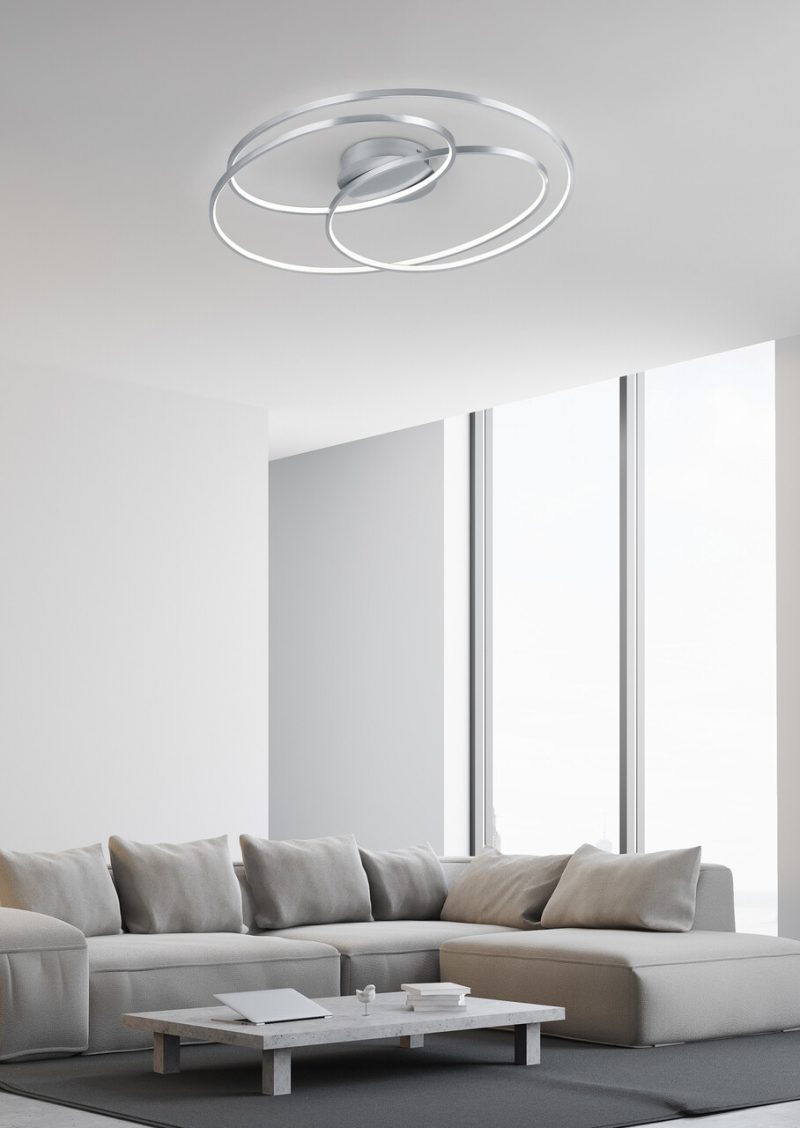 Plafoniera Gale, TRIO, 60x43x13.5 cm, 38.5W, 1x SMD, metal, argintiu