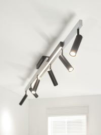 Plafoniera Zeno, TRIO, 180x8.5x15 cm, 5.5W, 18W, 6x SMD, 1x SMD, metal, argintiu lucios/negru