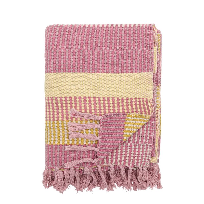 Pled, Bloomingville, Isnel Pink, 130x160 cm, amestec bumbac, multicolor