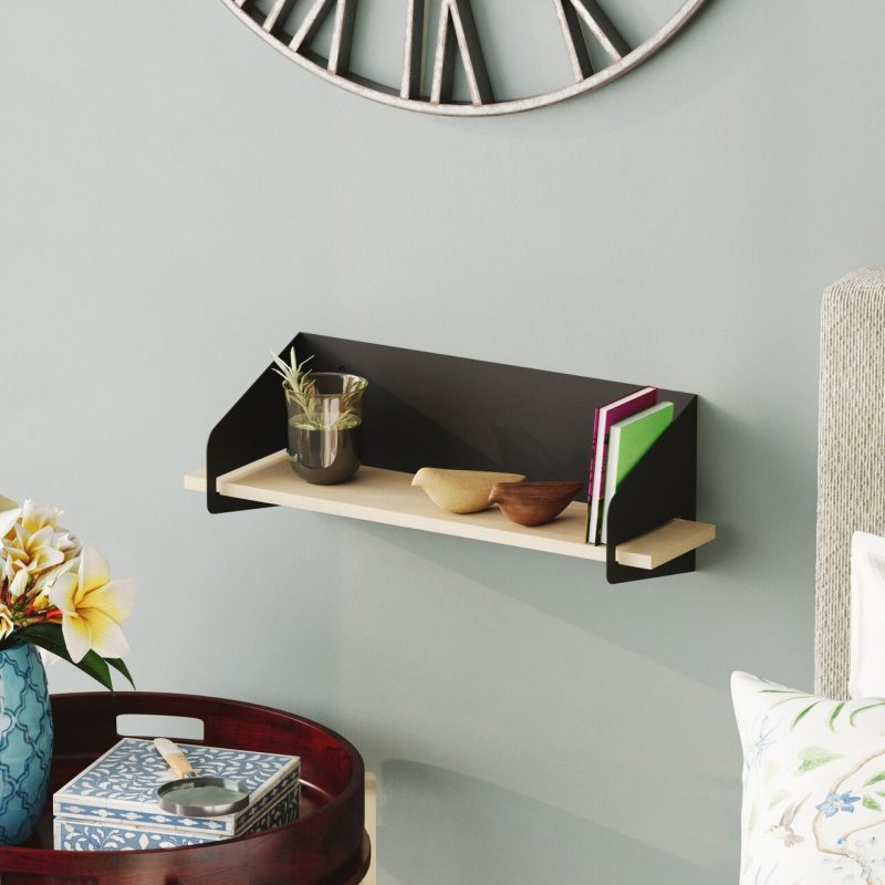 Raft de perete, Hanah Home, Long Arm, 60x20x19 cm, Negru