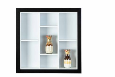 Raft de perete Septem, Inter Link, 67x14x67 cm, lemn, alb/negru