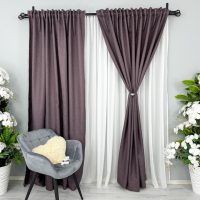 Set 2 bucati Draperie HoReCa TEXTURATA tip IN, Purpuriu, 200cm latime x 232cm inaltime, cu rejansa pentru bara