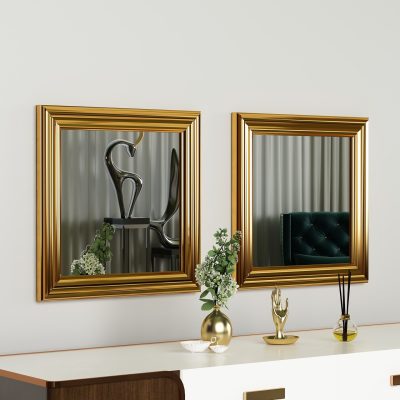 Set 2 oglinzi decorative, Hanah Home, Bale, Auriu