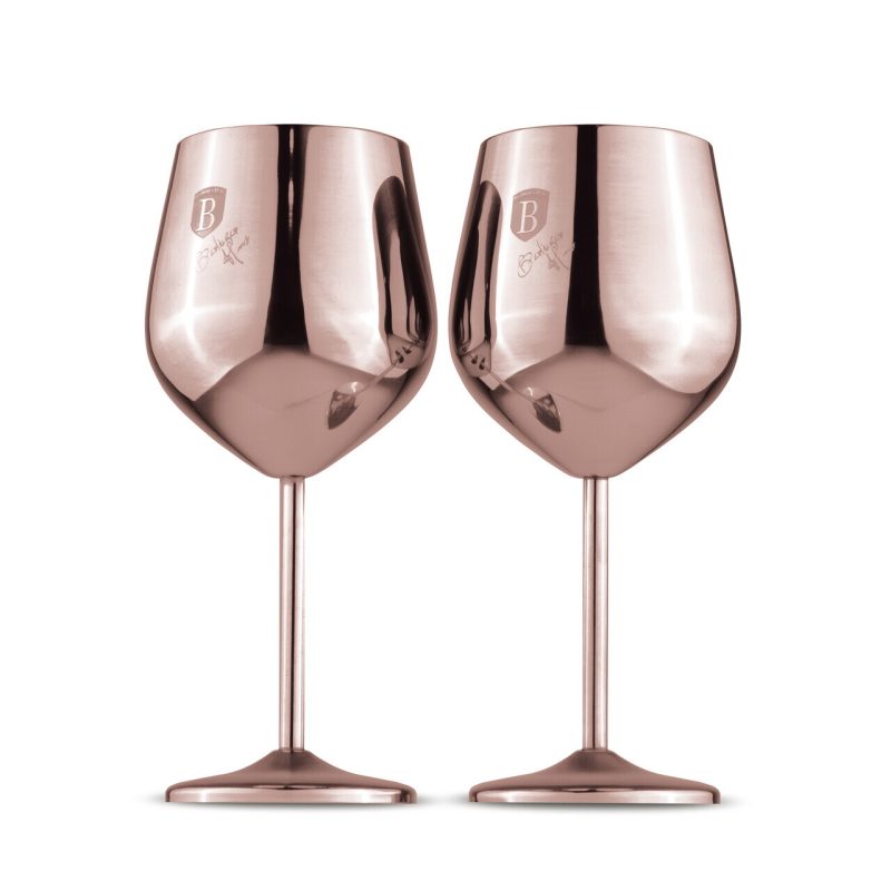 Set 2 pahare pentru vin Berlinger Haus, Taupe/Rose, 550 ml, inox 18/10, roz
