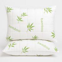Set 2 perne BAMBOO matlasate, 50x70 cm Alb-Verde, Fabricata in Romania