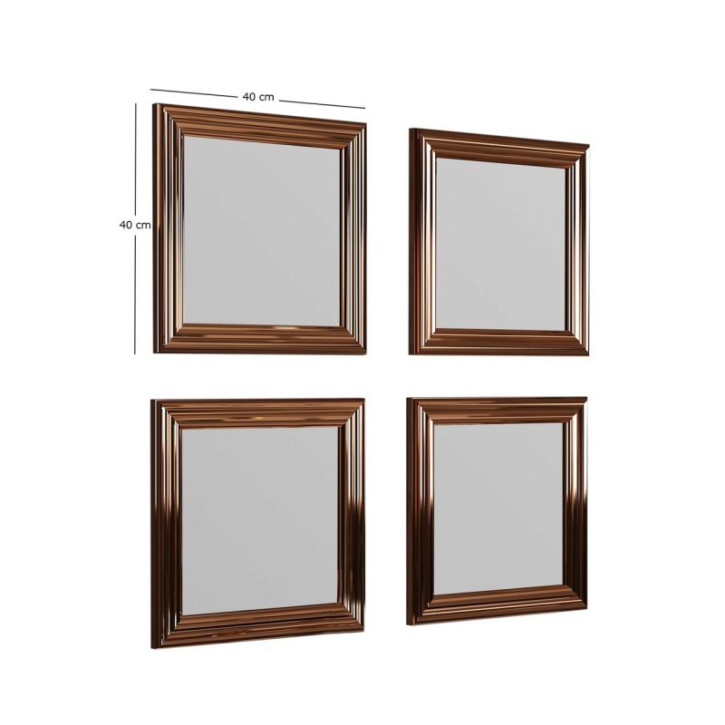 Set 4 oglinzi decorative, Hanah Home, Loza, Bronz