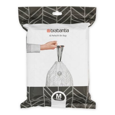 Set 40 saci de gunoi, Brabantia, PerfectFit, marimea M, 60 L, nailon, alb