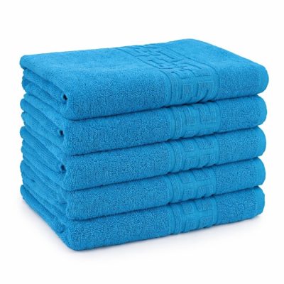 Set 5 prosoape mari 70x130cm, din 100% bumbac pakistanez,  500g, Bleu