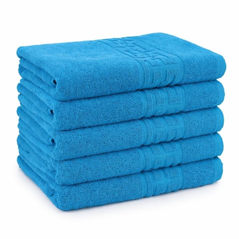 Set 5 prosoape mari 70x130cm, din 100% bumbac pakistanez,  500g, Bleu