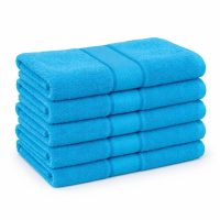 Set 5 prosoape medii 50x90cm, din 100% bumbac pakistanez,  400g, Line, Bleu